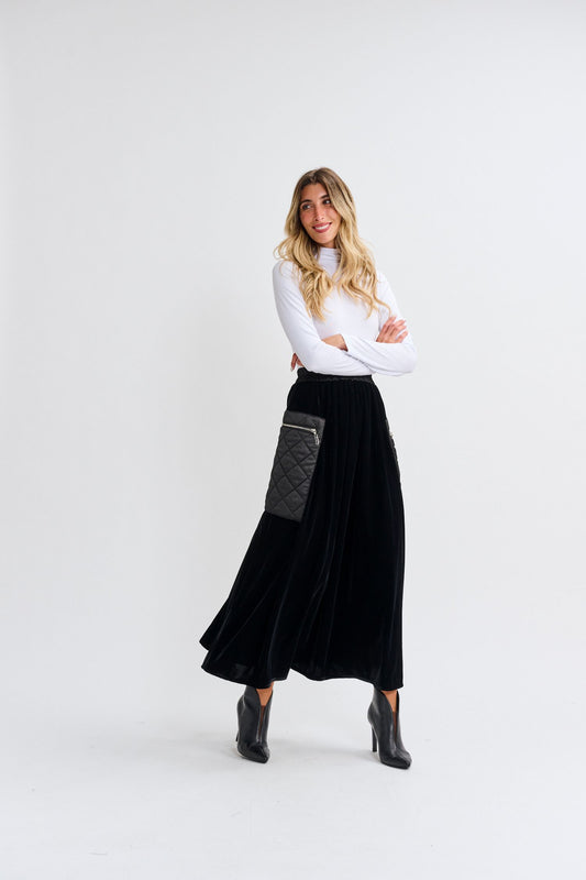 QUILTED VELOUR SKIRT