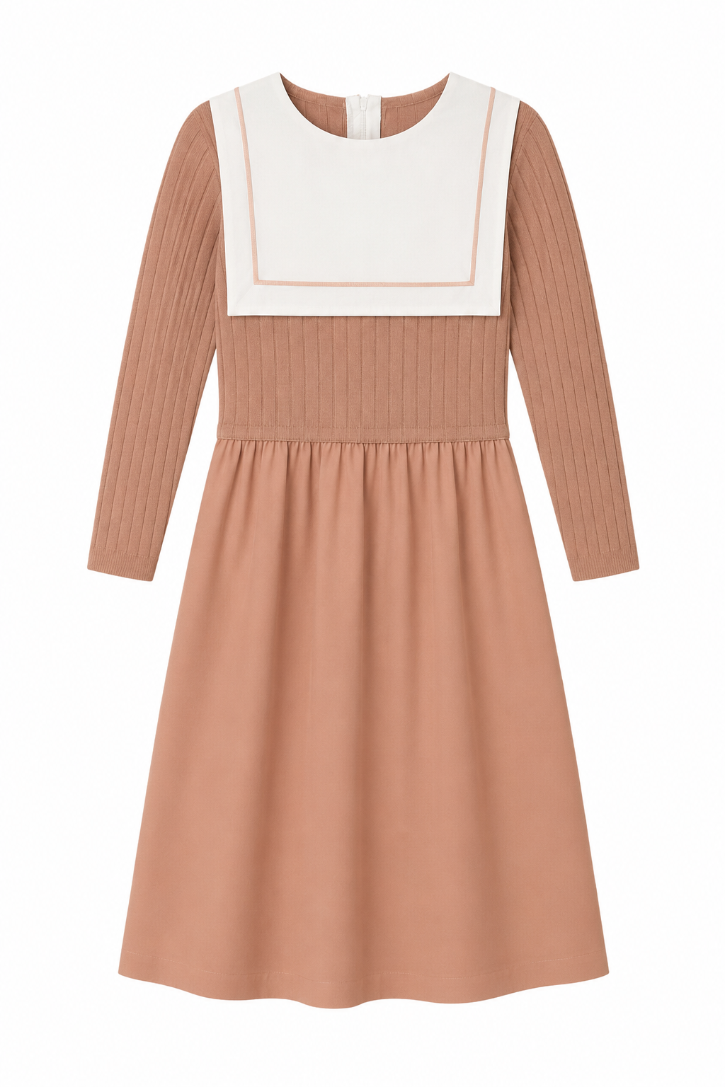 Wide Ribbed Dress with Bib