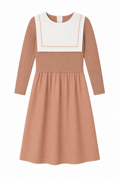 Wide Ribbed Dress with Bib