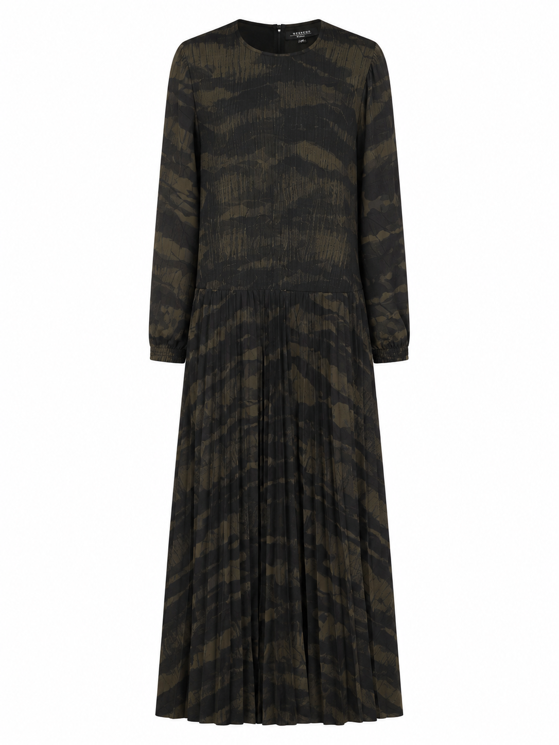 Olive Dress With Bottom Pleats