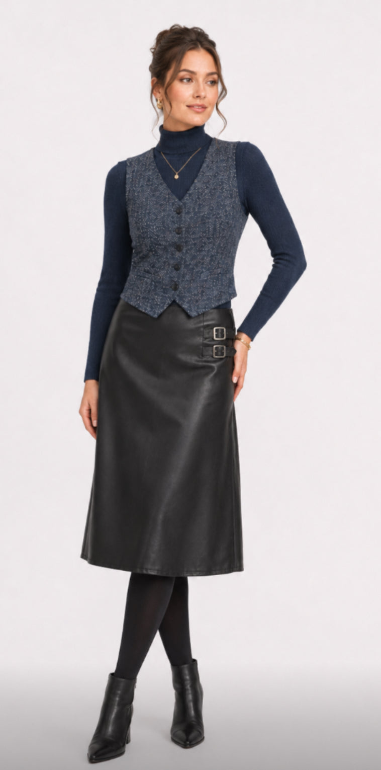 RIB KNIT TOP-WITH TURTLE NECK