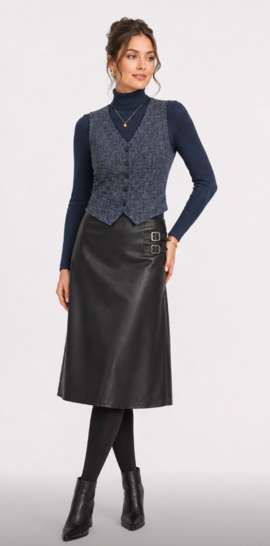 RIB KNIT TURTLENECK TOP