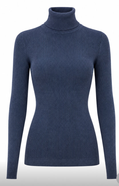 RIB KNIT TOP-WITH TURTLE NECK