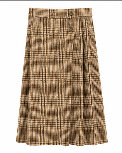 GIRLS PLAID PLEATED WRAP SKIRT