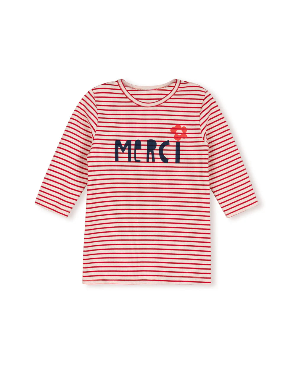 STRIPED FLOWER DETAIL TEE