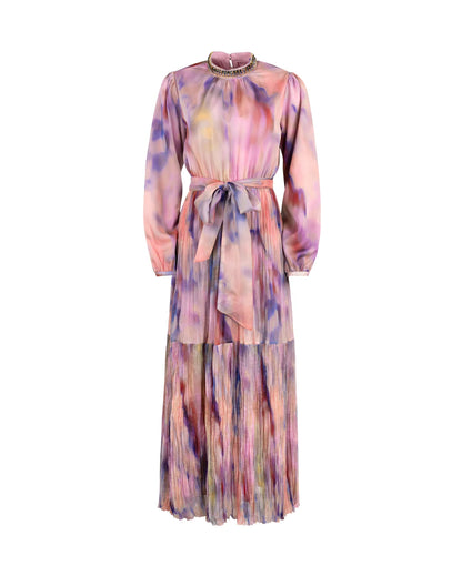 CHIFFON PLEATED MAXI DRESS