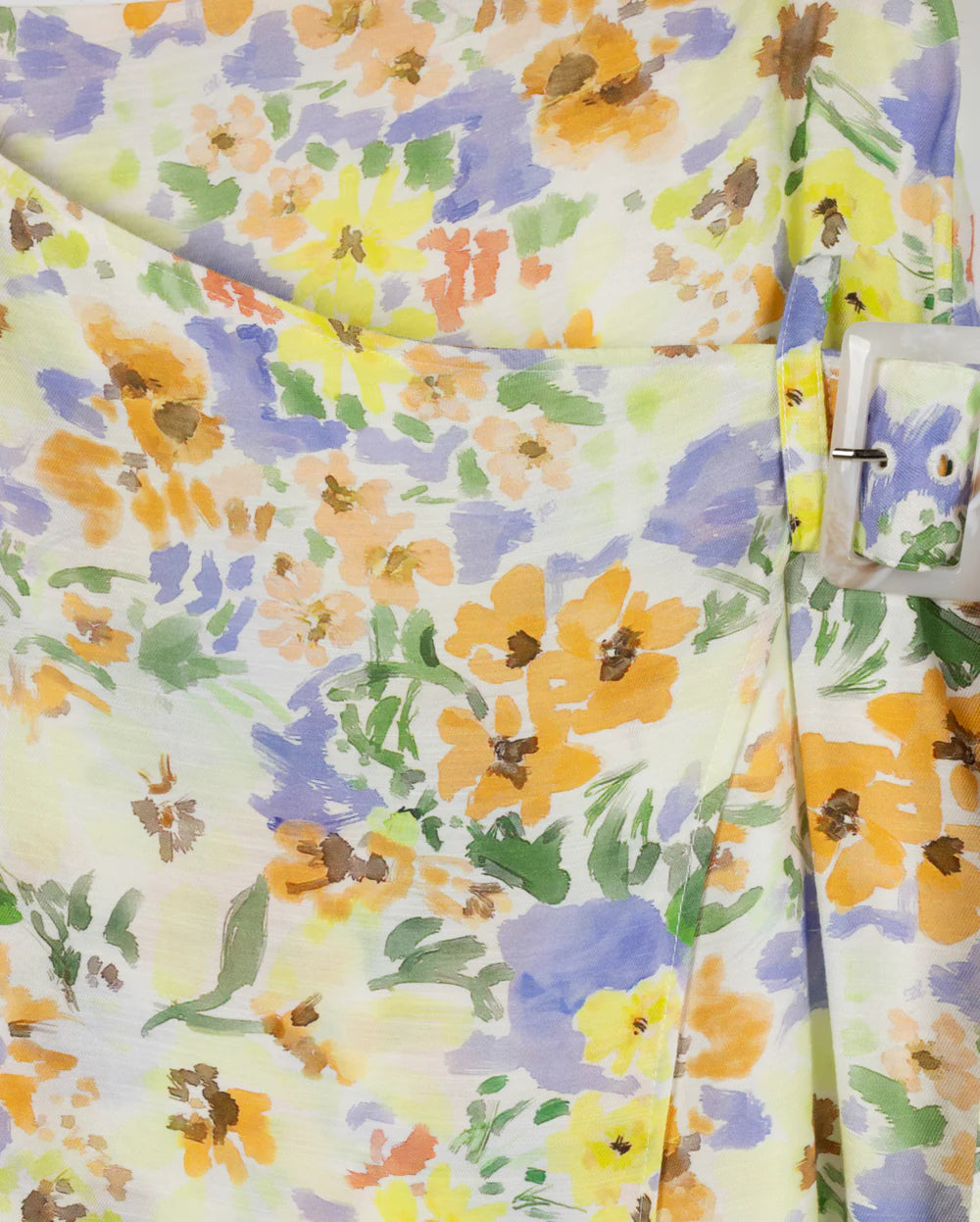 FLORAL PRINTED BUTTON WRAP SKIRT