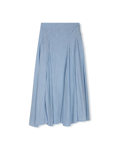 LINEN STITCHED DETAIL MAXI SKIRT