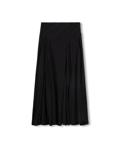 LINEN STITCHED DETAIL MAXI SKIRT