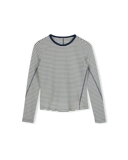STRIPED SEAMED DETAILED TEE