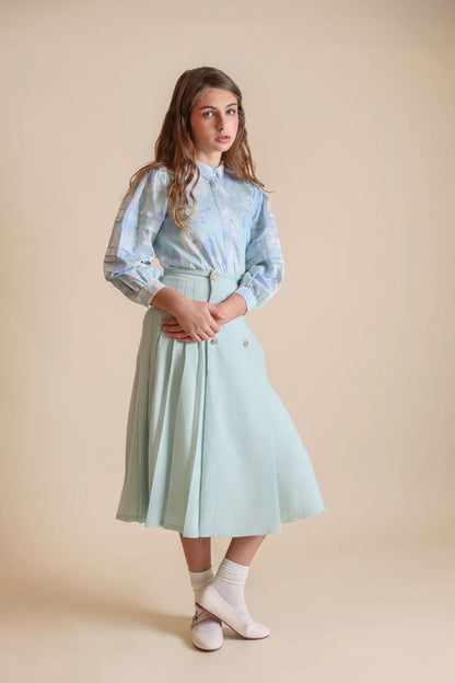 FLORAL PRINTED PLEATED DETAIL BLOUSE