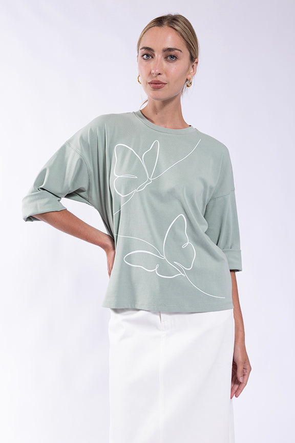 BUTTERFLY DOODLE RELAXED TEE