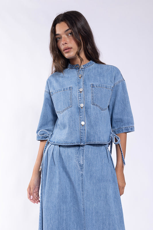 DENIM SIDE-TIE TOP