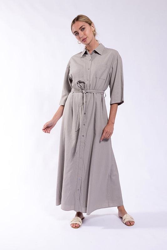 LINEN GREY SHIRTDRESS