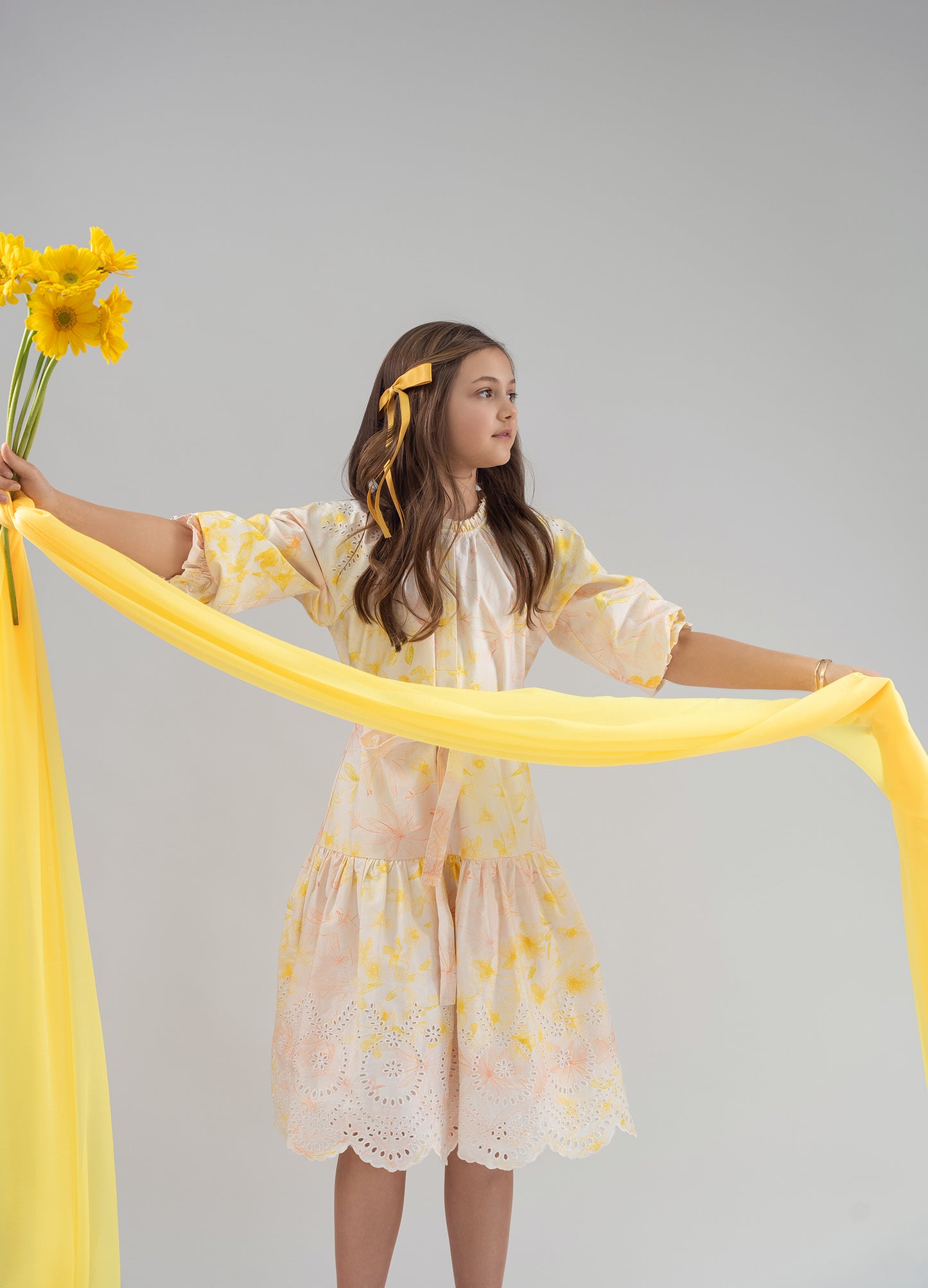 EYELET TIE DRESS