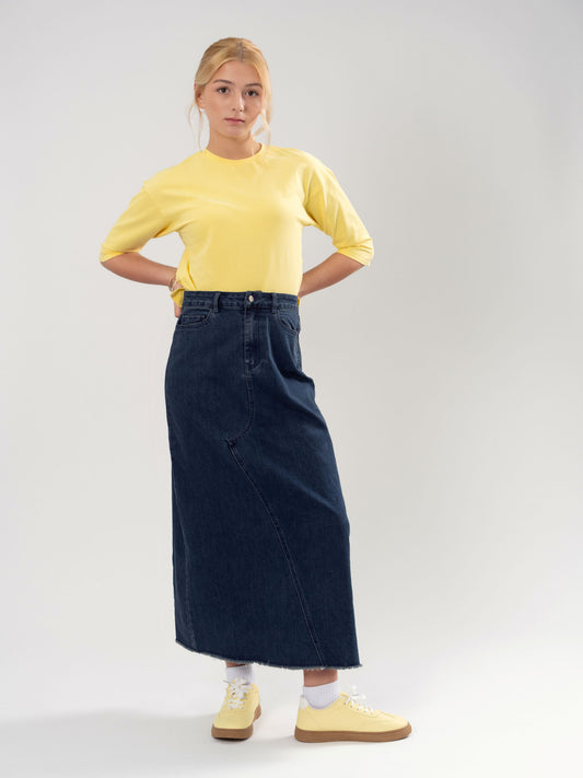 A-LINE DENIM MAXI SKIRT
