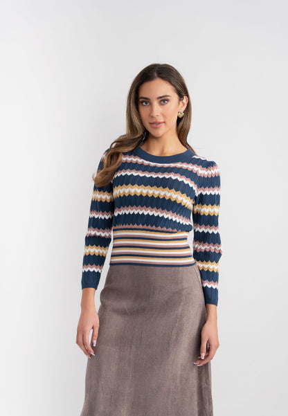 KNIT SWEATER IN ZIG ZAG STRIPE