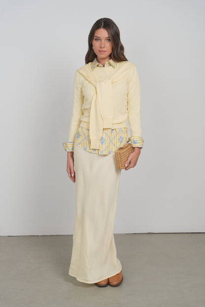 POINT SHOULDER WRAP SWEATER