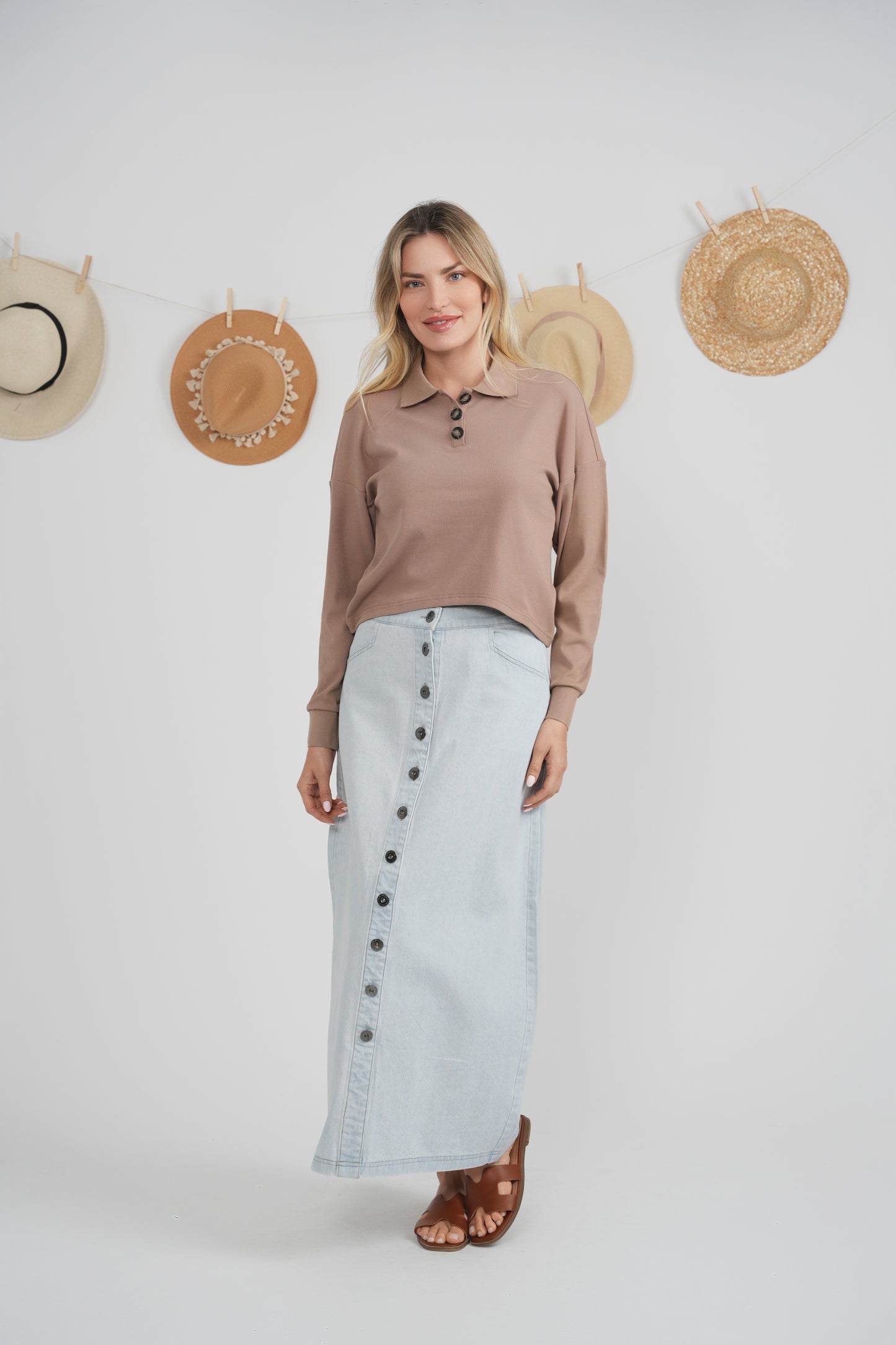 COTTON MAXI BUTTON SKIRT