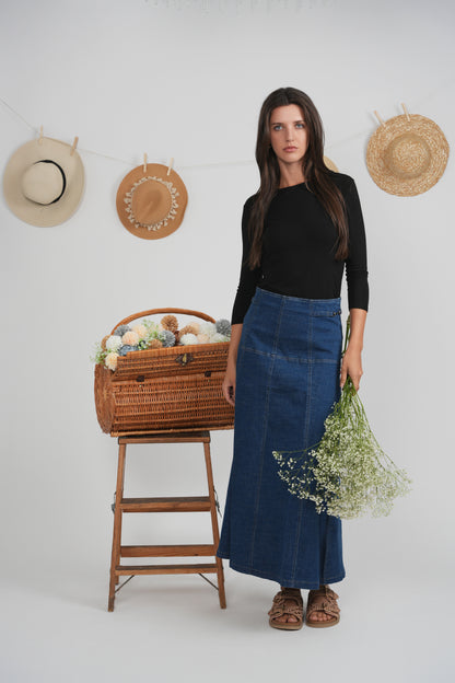 DENIM WASH ULLA MAXI SKIRT