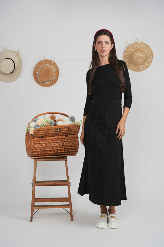 DENIM WASH ULLA MAXI SKIRT
