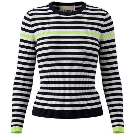 LADIES RIBBED STRIPED SWEATER TOP