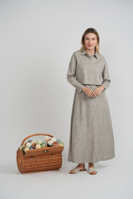 COTTON MAXI JUMPER AND CROPPED BLOUSE SET