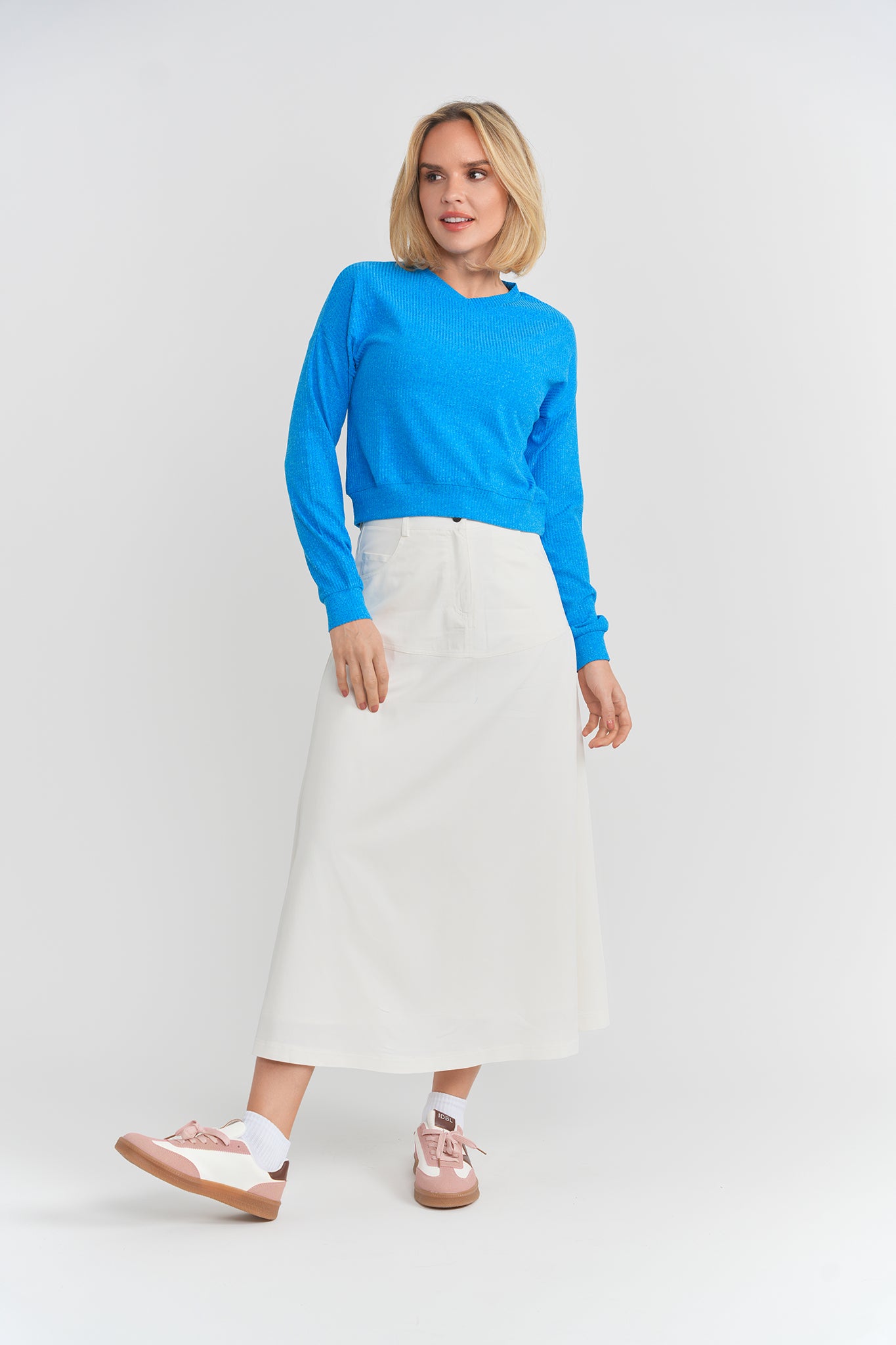 MIXED RIB TOP WITH DROP SHOULDER