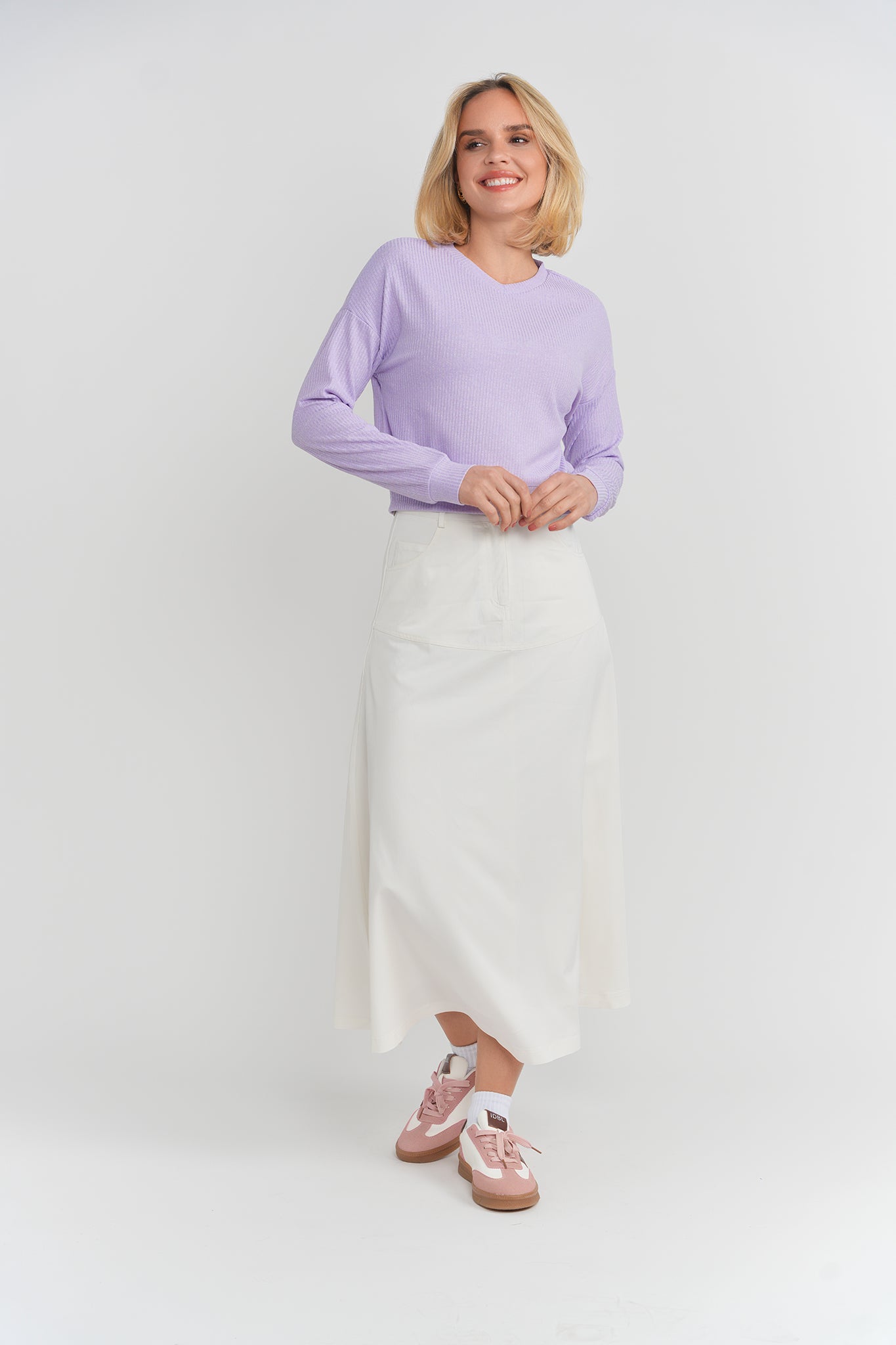 MIXED RIB TOP WITH DROP SHOULDER