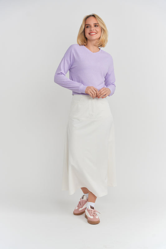 MIXED RIB TOP WITH DROP SHOULDER