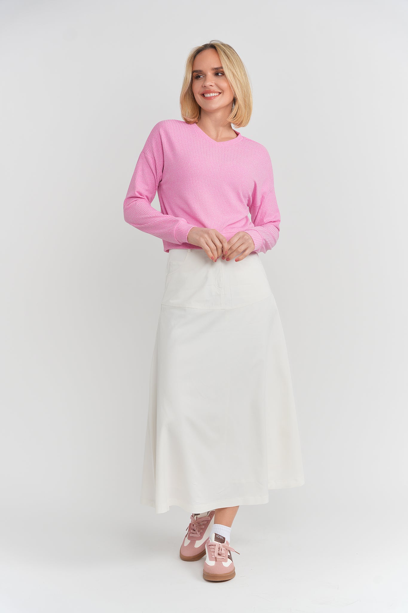 MIXED RIB TOP WITH DROP SHOULDER