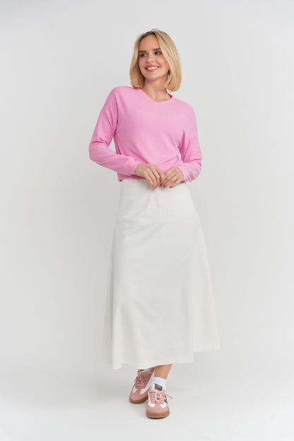 MIXED RIB TOP WITH DROP SHOULDER