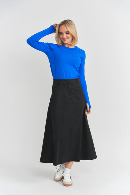 DENIM FLARE SKIRT