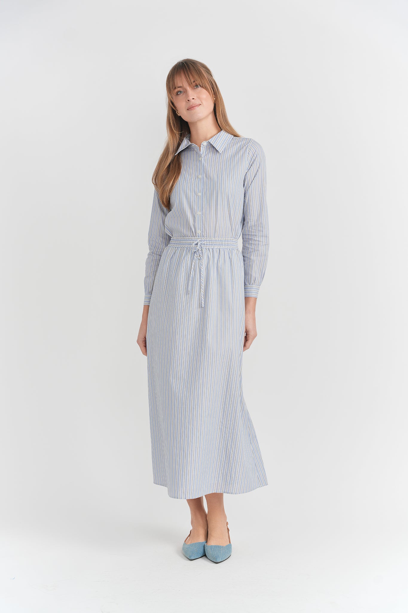 STRIPE COTTON SHIRT AND SKIRT