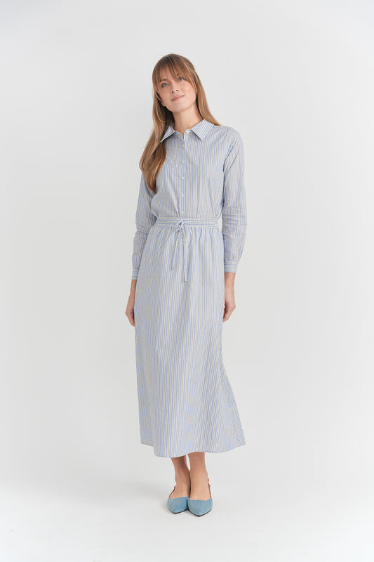 STRIPE COTTON SHIRT AND SKIRT