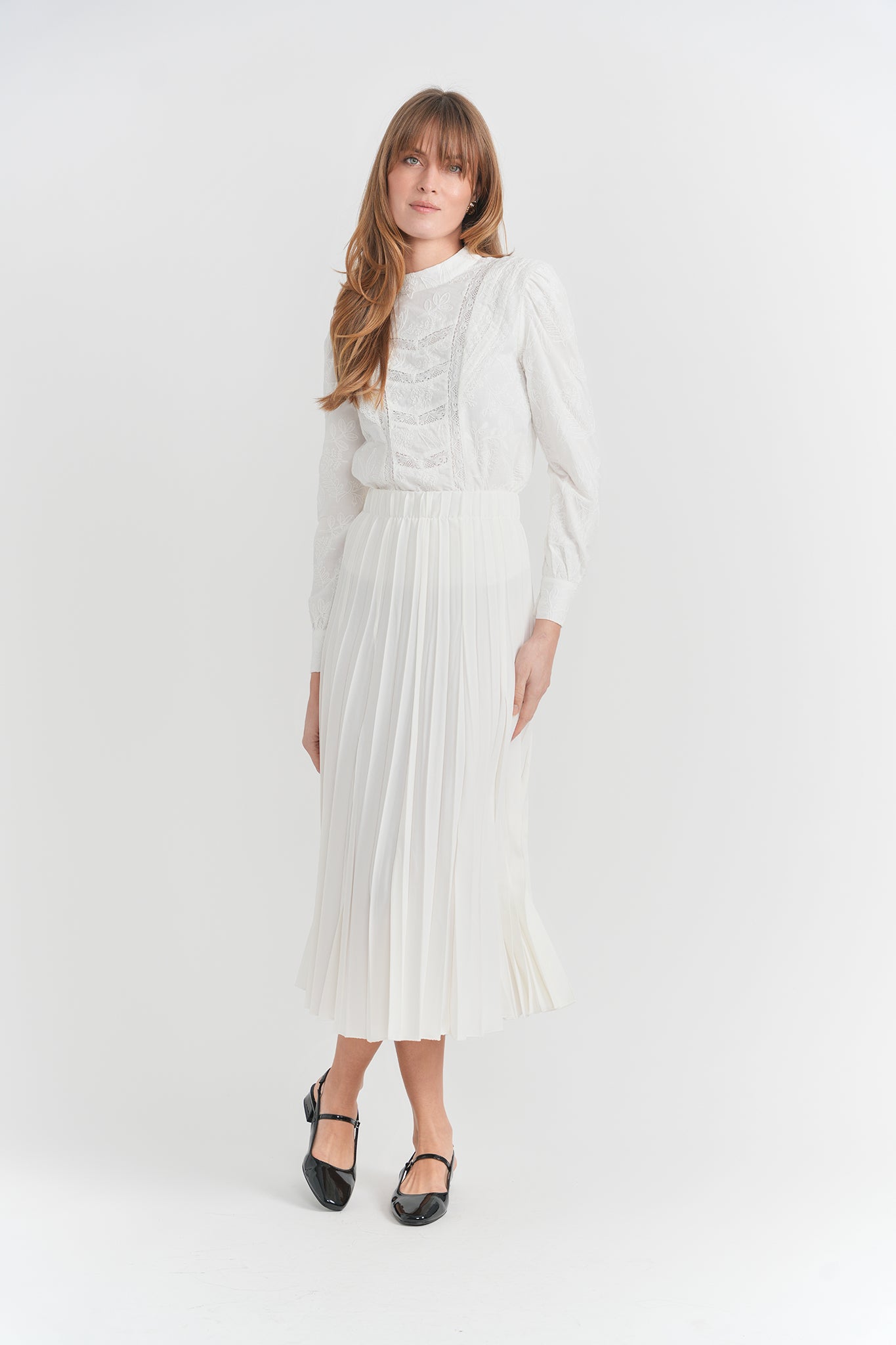 DENIM CRINKLE PLEATED SKIRT