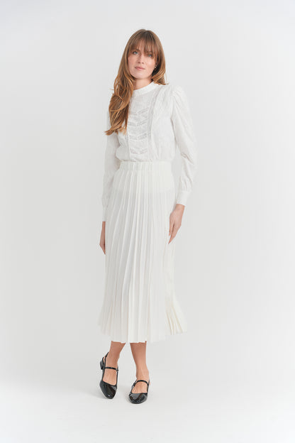 DENIM CRINKLE PLEATED SKIRT
