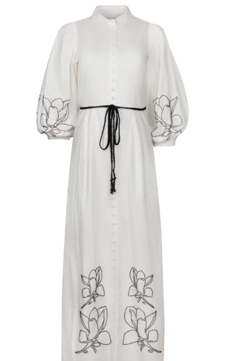 FLORAL BEADED SHIRT DRESS