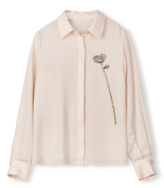 BRINDLE SHEER BEADED FLOWER BLOUSE