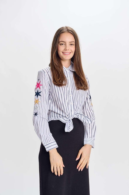 STRIPED BUTTON DOWN BLOUSE
