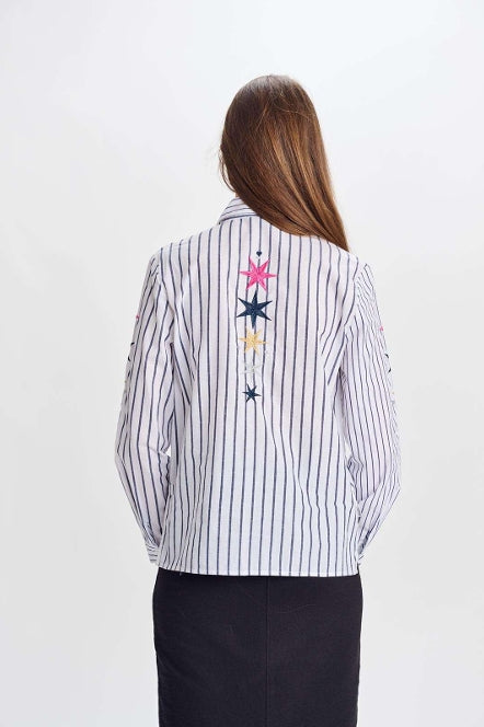 STRIPED BUTTON DOWN BLOUSE