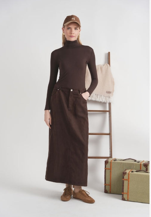 SUEDO MAXI FLY FRONT ULLA SKIRT