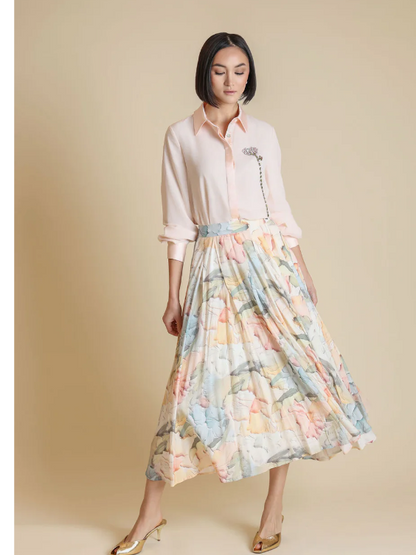 BRINDLE SHEER BEADED FLOWER BLOUSE