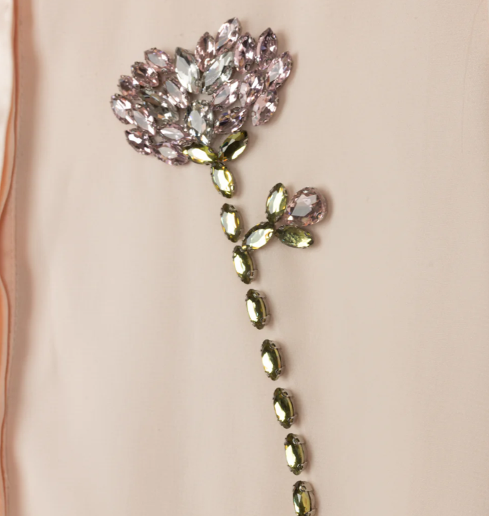 BRINDLE SHEER BEADED FLOWER BLOUSE