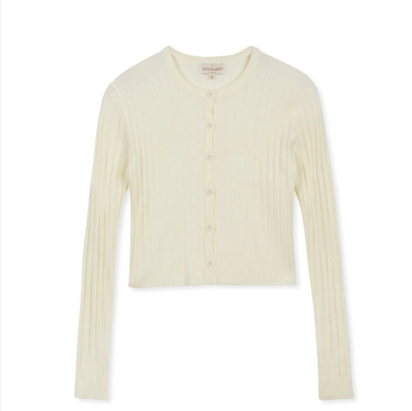 CINNAMON RIBBED CROPPED CARDI