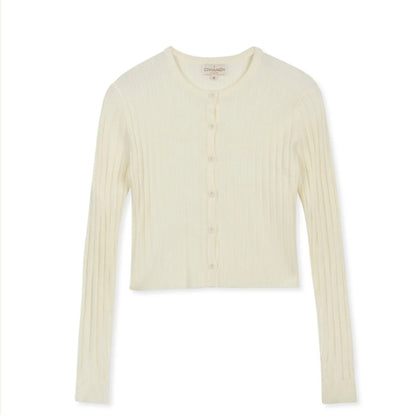 CINNAMON RIBBED CROPPED CARDI