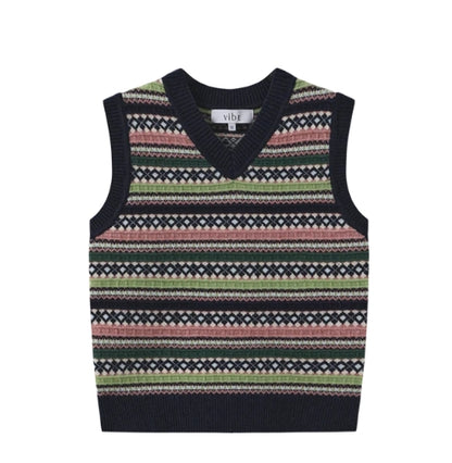 FAIRAISLE PATTERN KNIT VEST