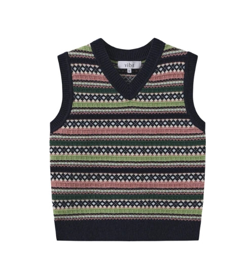FAIRAISLE PATTERN KNIT VEST