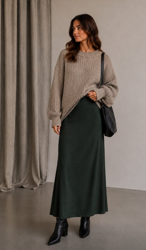 POINT CHUNKY CREW SWEATER