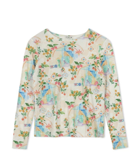 POINT PRINTED JERSEY CREW